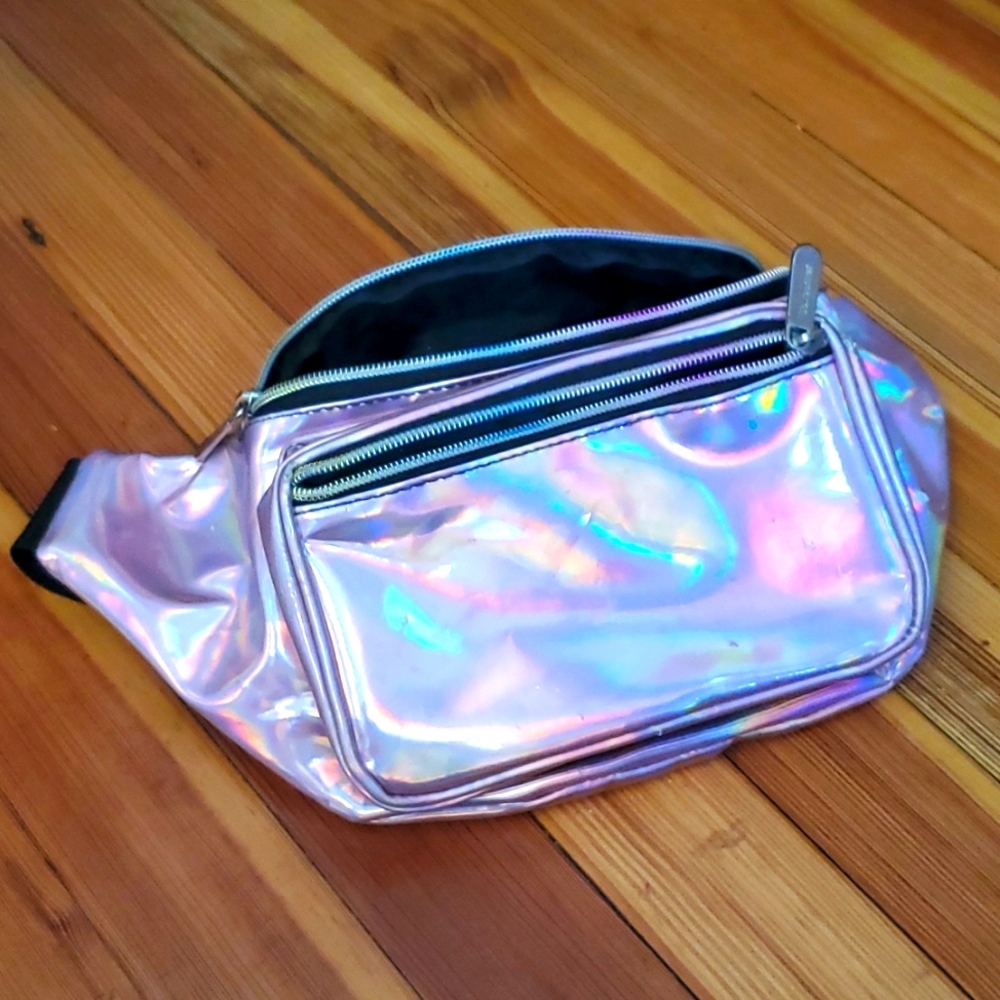 Pink holographic fanny pack